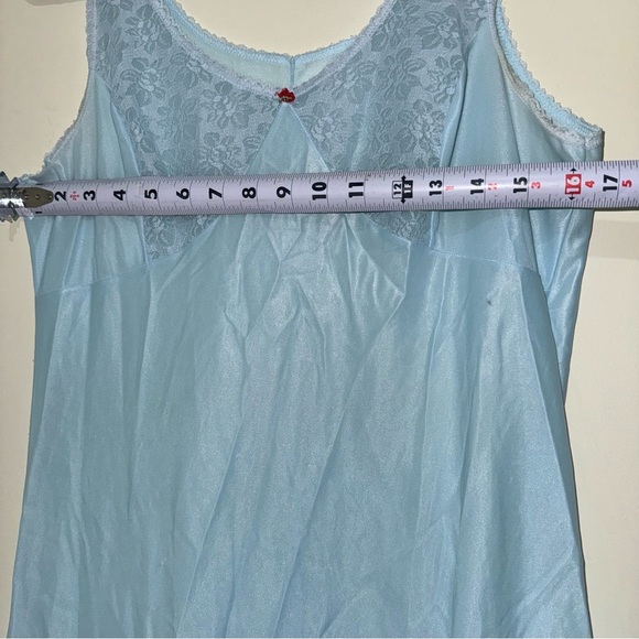 Women’s Vintage Baby Blue Vintage Slip Lace Rose Details Lingerie Dress No Size - Picture 13 of 16